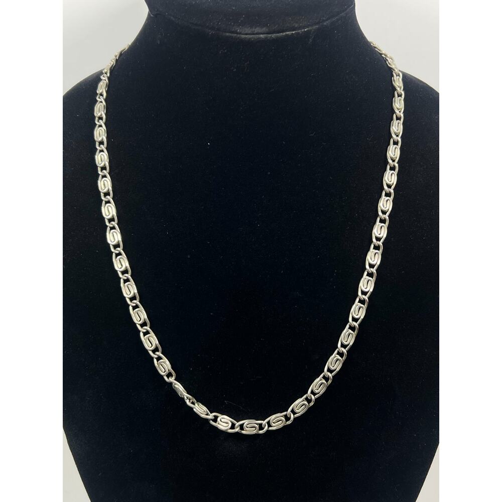 Silver Tone Unique Link Unisex Chain Necklace